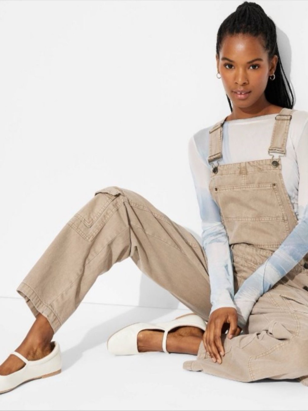 Wild Fable Overalls Baggy Brown Cargo Denim Size Large